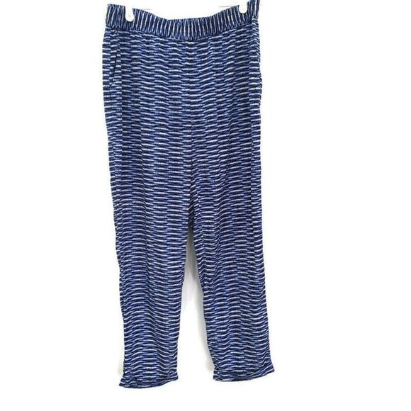 Chico's Ankle Pants Blue White Elastic Waist 2 - Picture 1 of 7